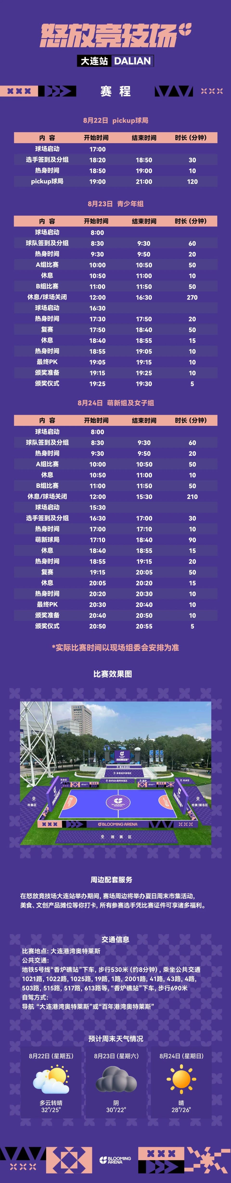 赛事, 程安排, 将在大连港